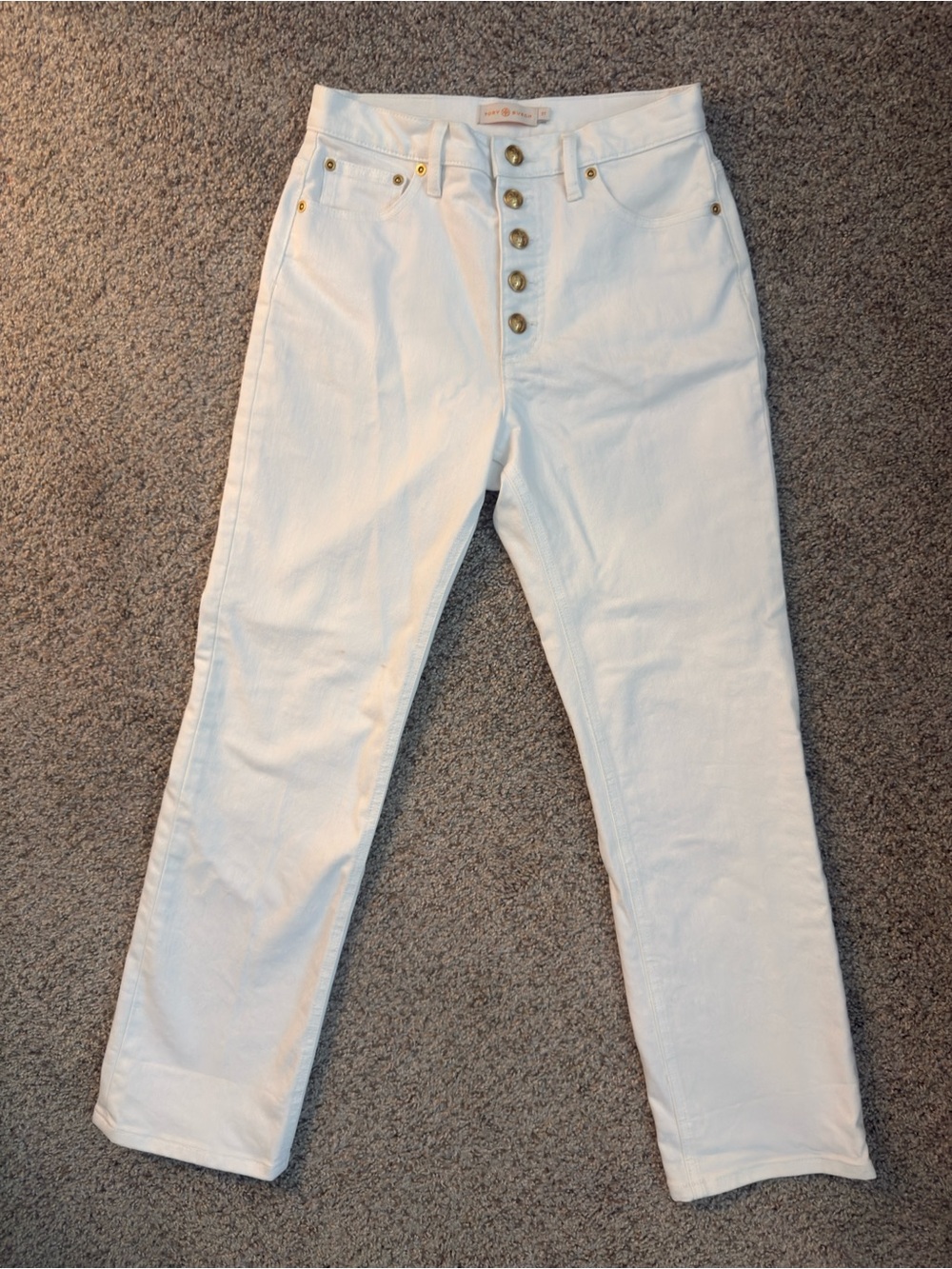 High-Rise White Button-Fly Women’s Jeans